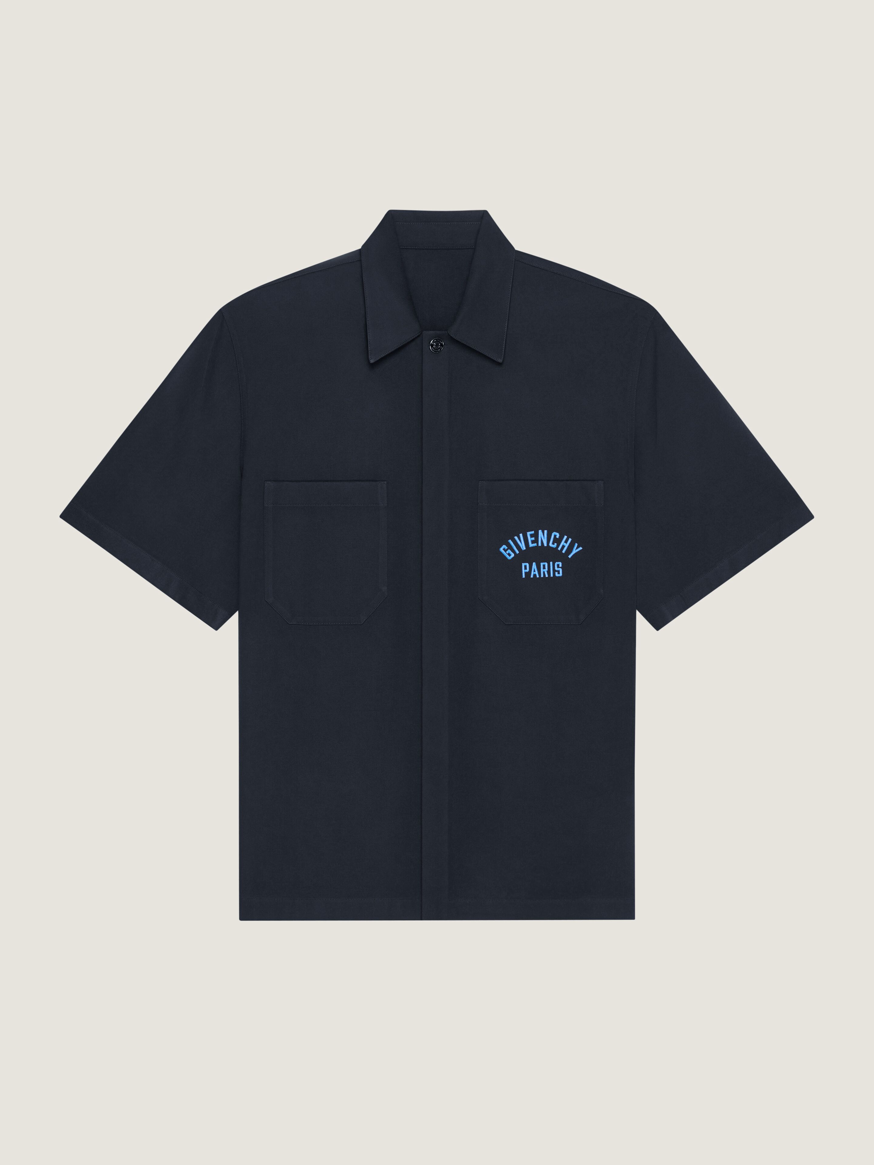 Shirt in cotton twill with GIVENCHY Paris patch pocket